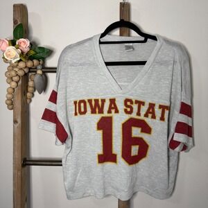 Chicka-d Iowa State Cyclones Football Jersey Cropped Glitter Sparkle Size Medium